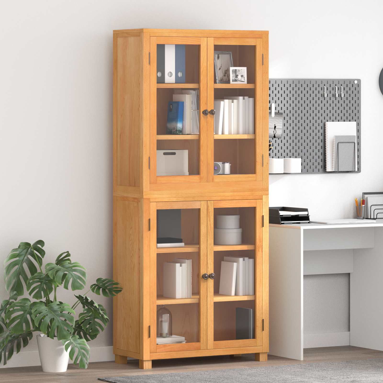 Aufbewahrungsmöbel-Set mit Regal 2 Stk. Natur 80 x 35 x 185 cm