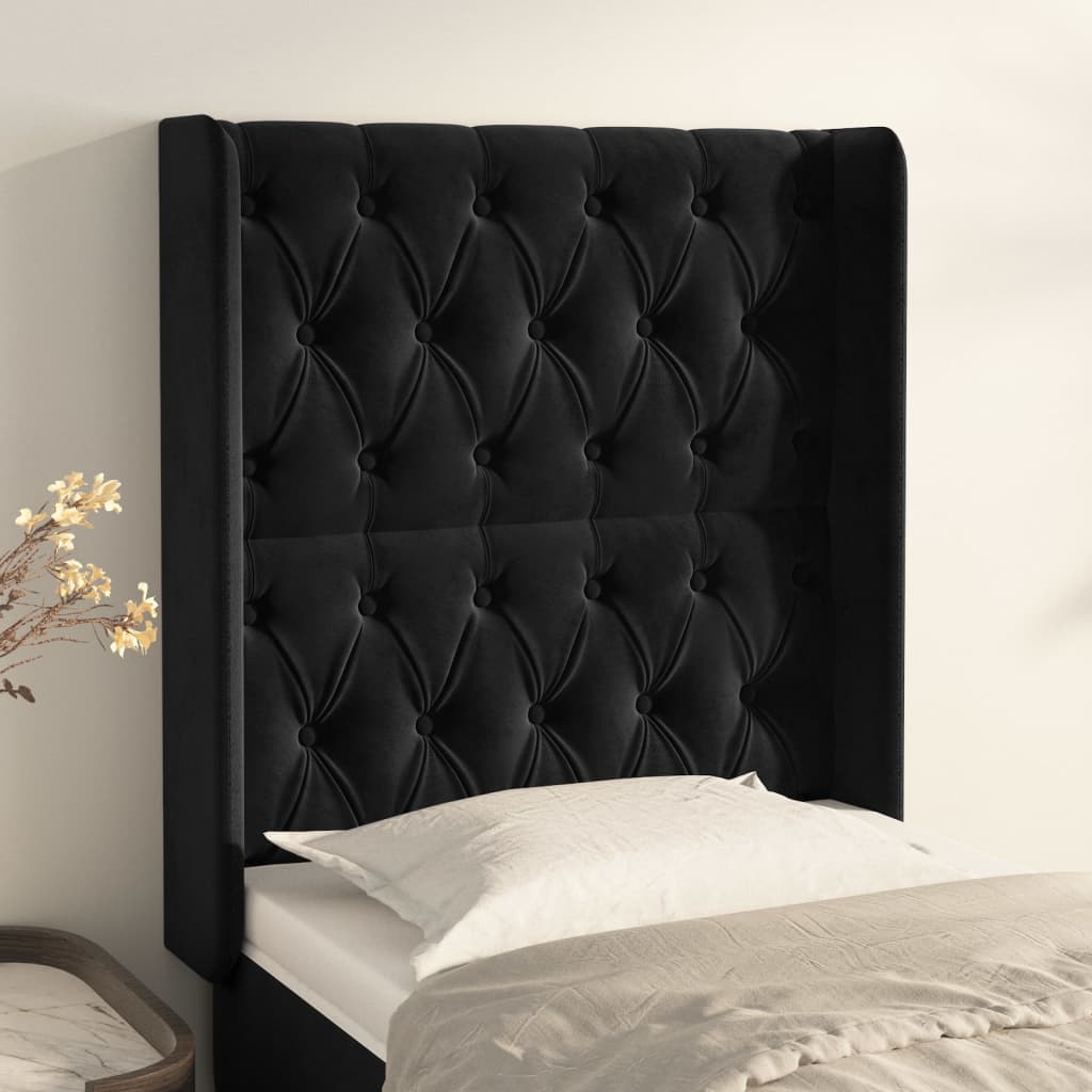 Kopfteil mit Ohren Dunkelblau 93x16x78/88 cm Samt