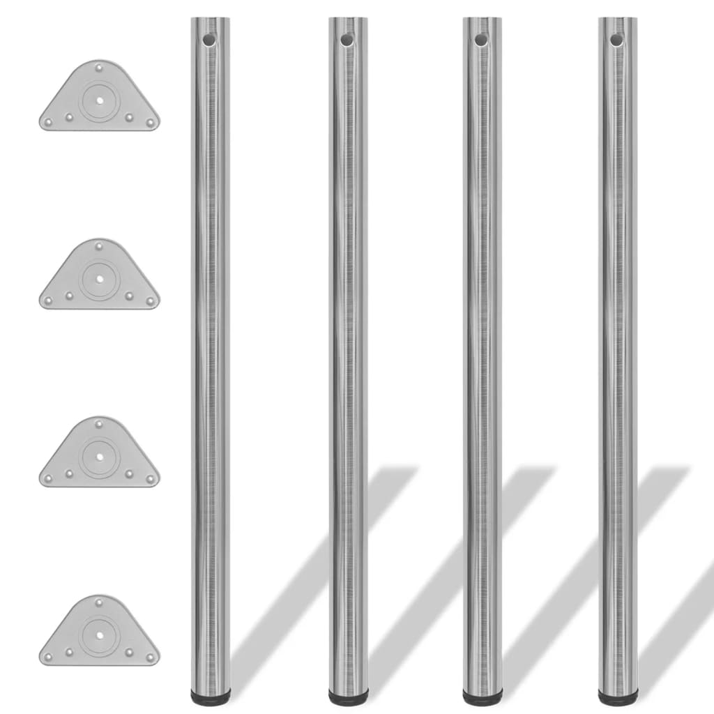 4x höhenverstellbares Tischbein Chrom 710 mm