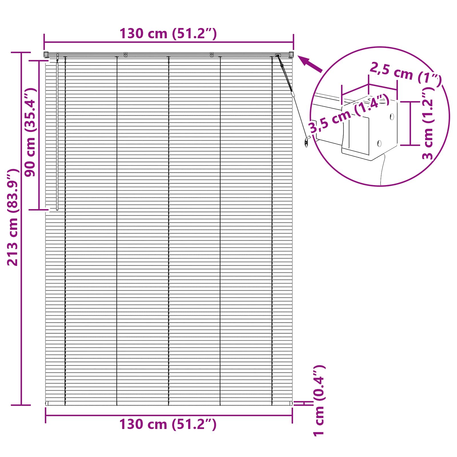 Jalousie Silber Grau 150 x 40 cm 25 mm PVC