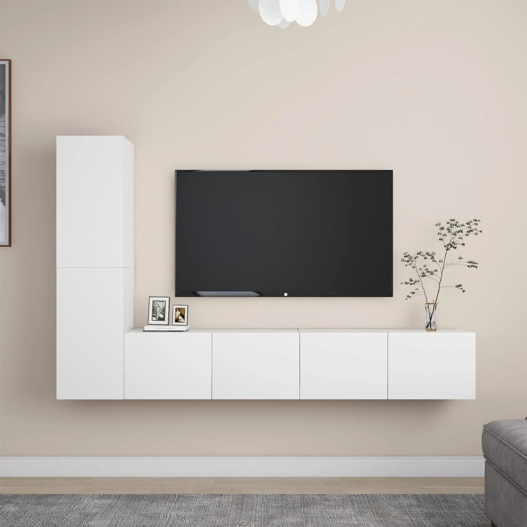 3-tlg. TV-Schrank-Set Weiß Holzwerkstoff