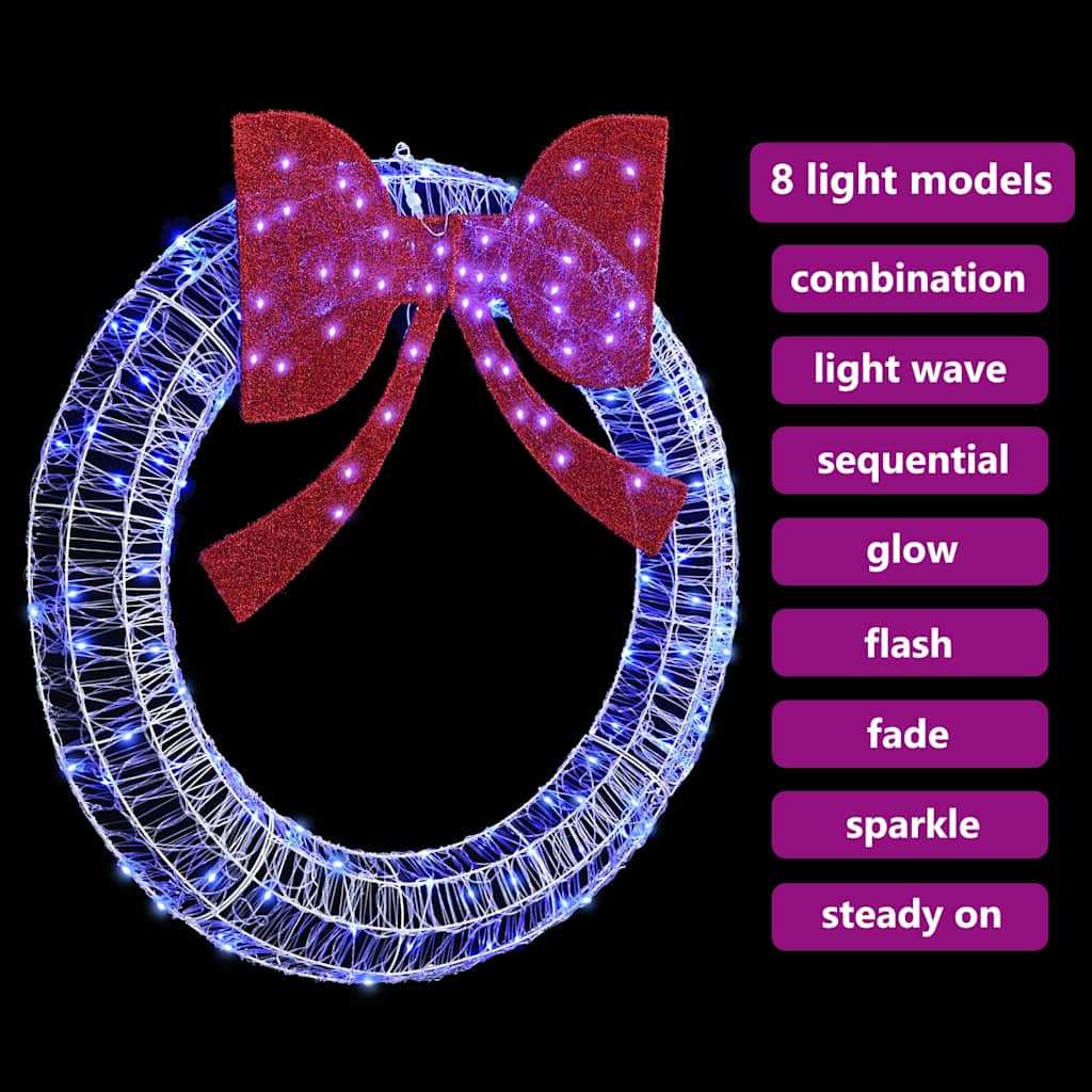 Kranz mit 60 LEDs Warmweiß 76 x 76 x 8,5 cm Acryl