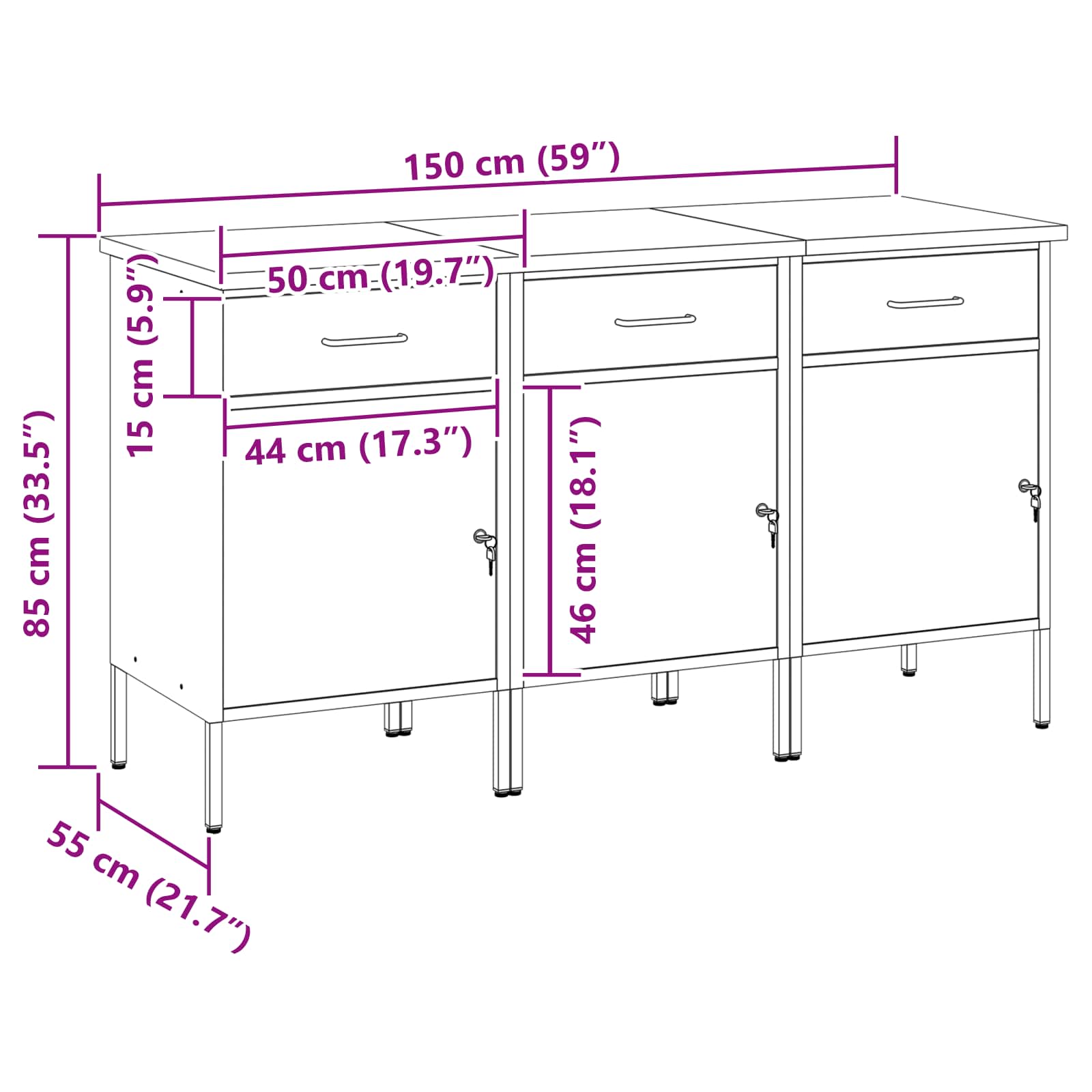 Werkbank mit Schubladen 2 pcs Rot und Grau 100 x 55 x 85 cm
