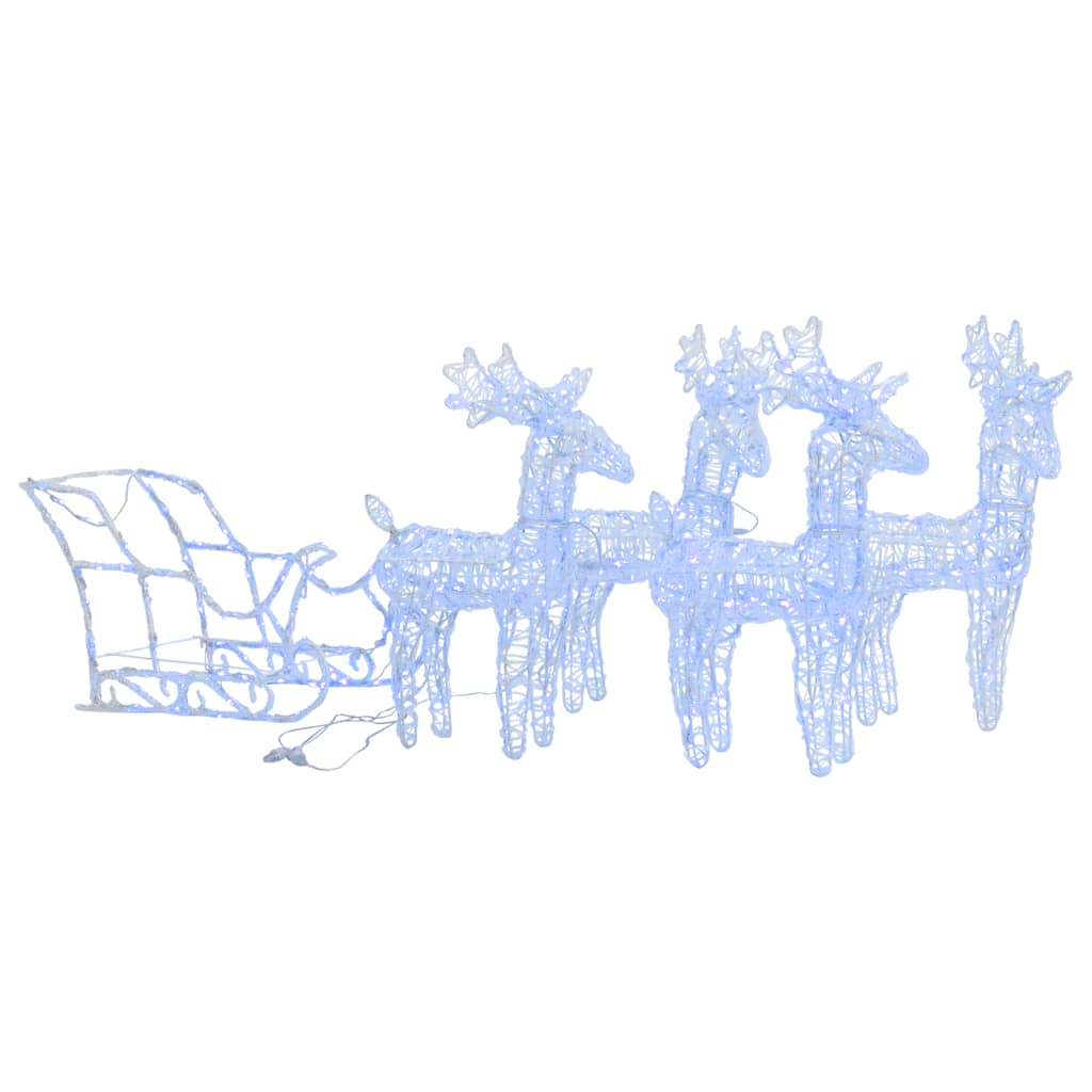 Rentiere & Schlitten Weihnachtsdekoration 160 LEDs 130 cm Acryl