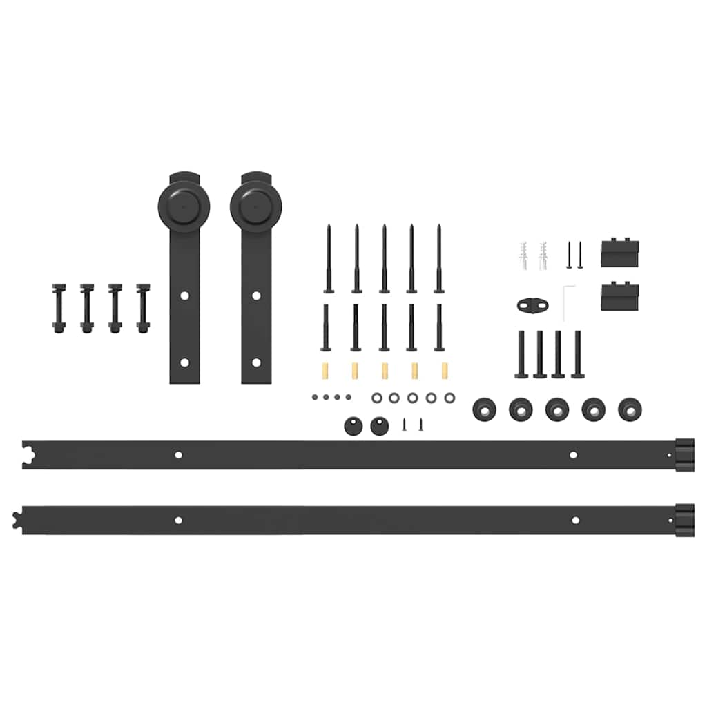 Schiebetürbeschlag-Set 183 cm Stahl Schwarz