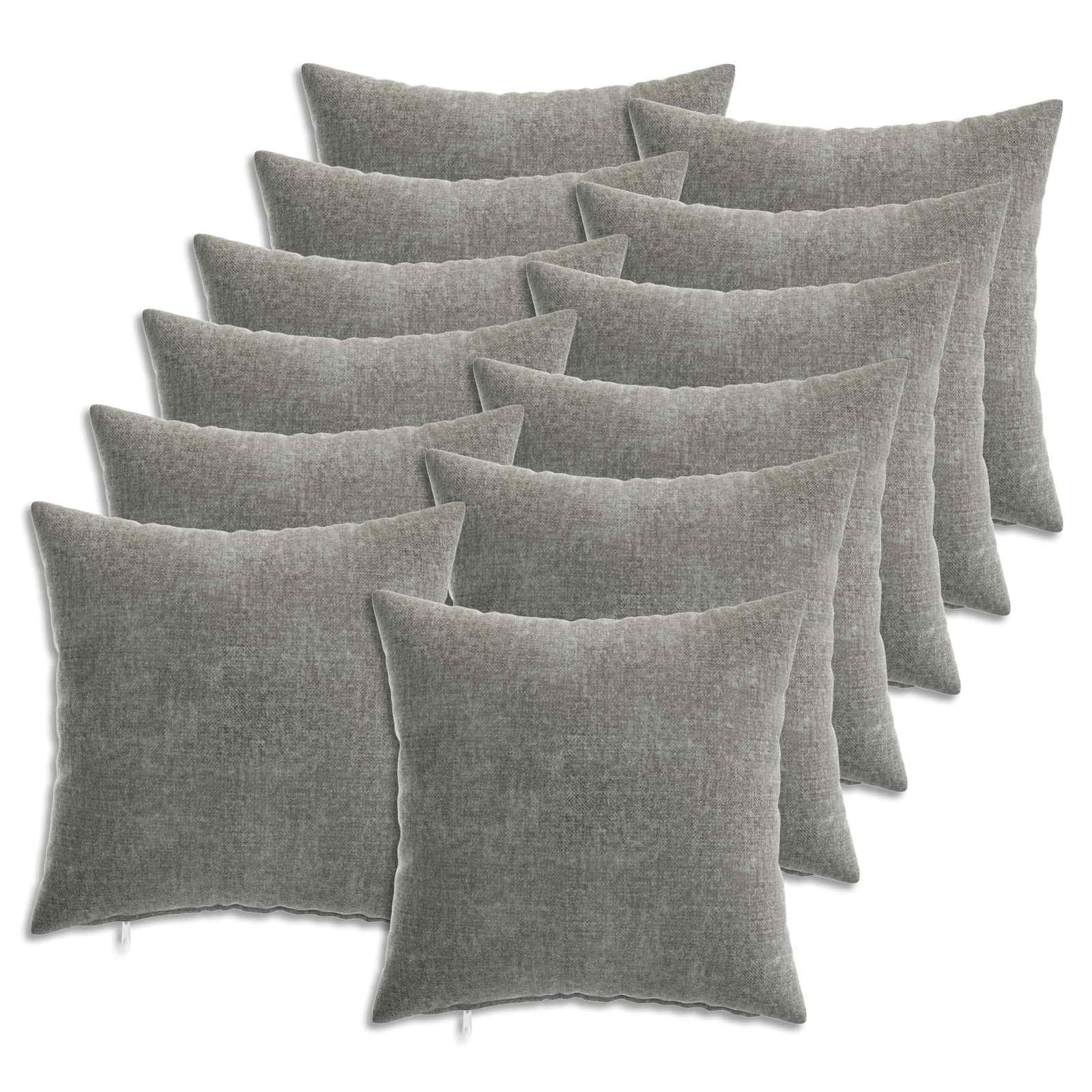 Kissenbezug 6 Stk. HEERLEN Dunkelgrau 30 x 30 cm Chenille-Stoff