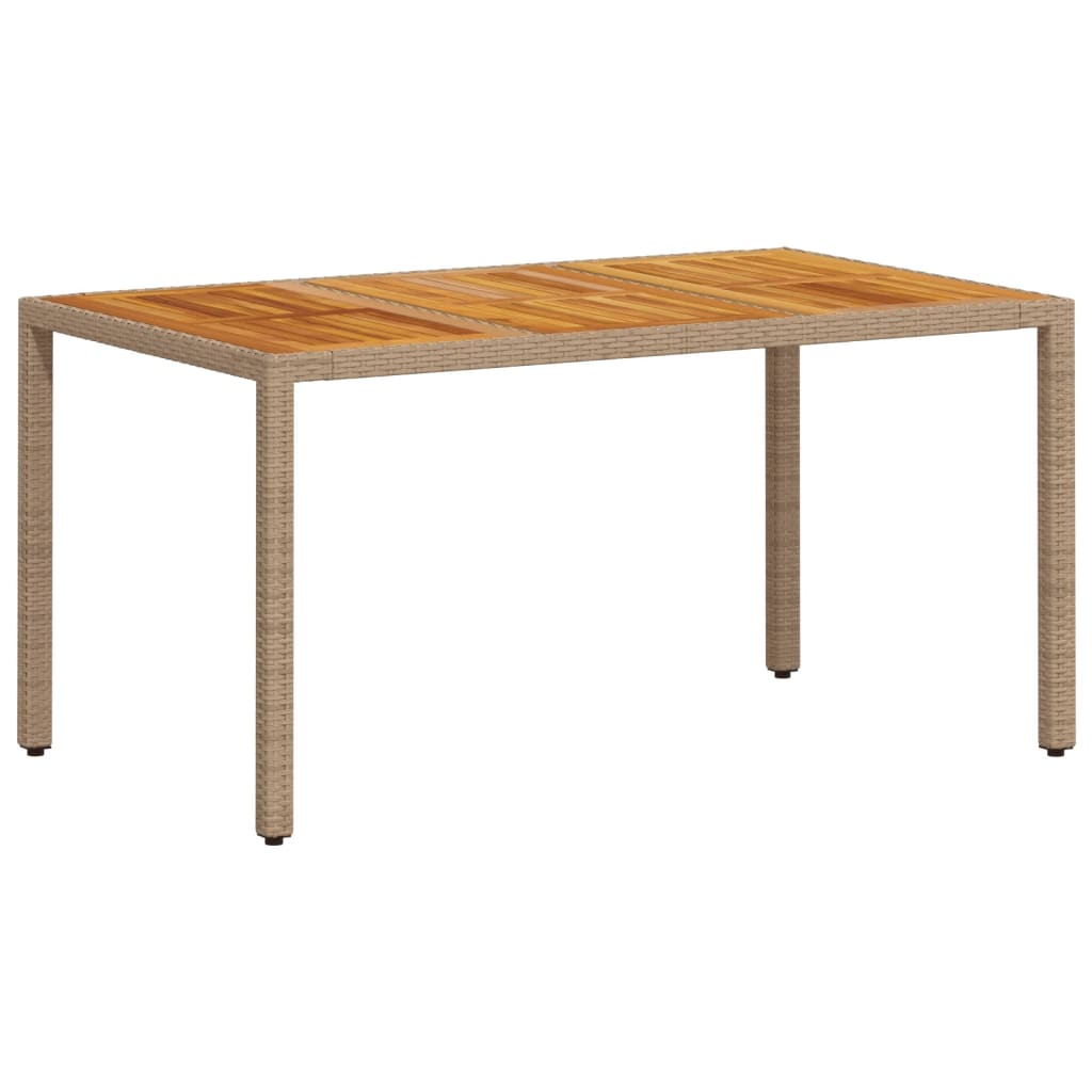 Gartentisch 190x90x75 cm Akazienholz und Poly Rattan Schwarz