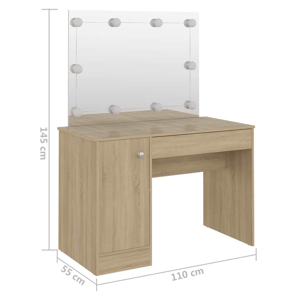 Schminktisch mit LED-Beleuchtung 110x55x145 cm MDF Grau