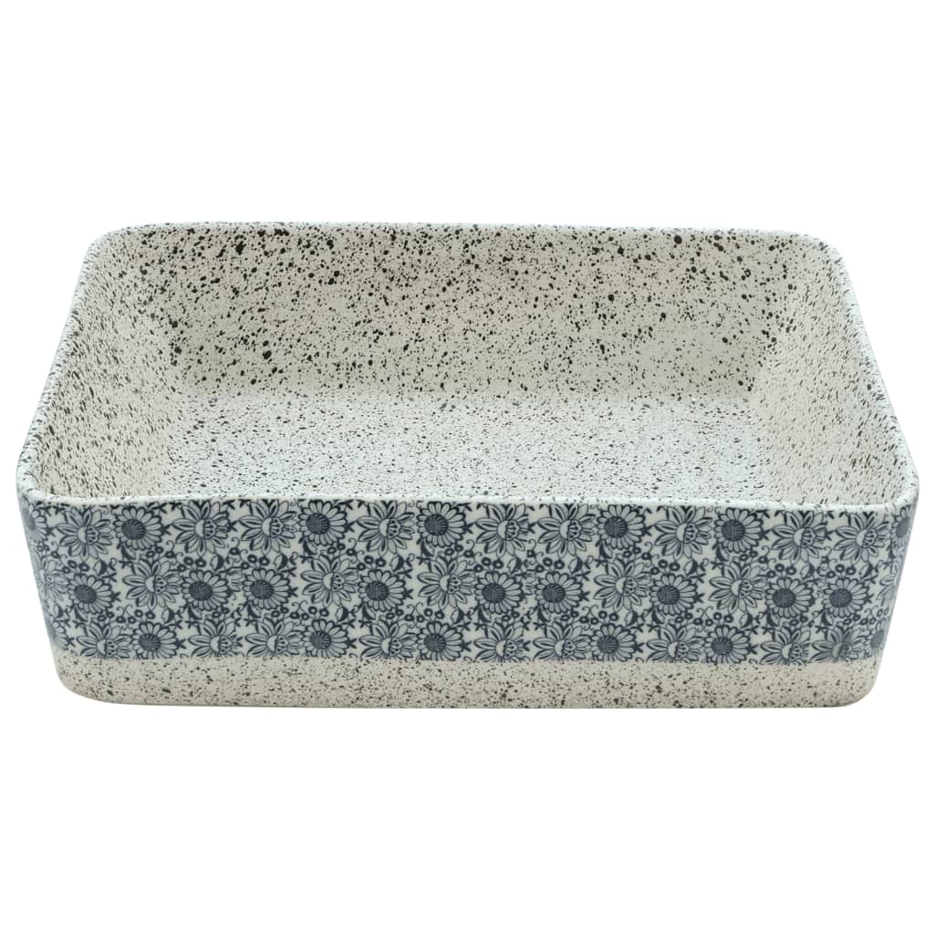 Aufsatzwaschbecken Schwarz Blau Rechteckig 46x35,5x13cm Keramik