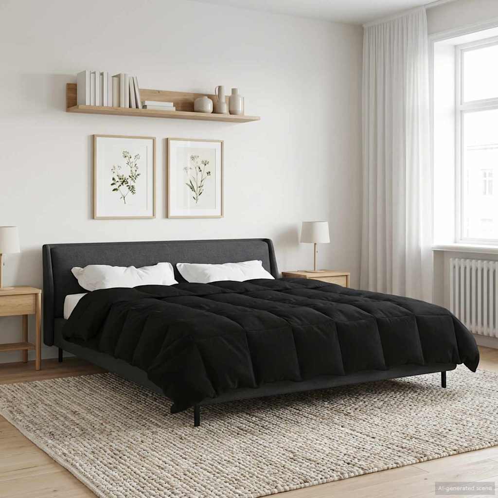 Winterbettdecke Gepolstert Anthrazit 240 x 260 cm Mikrofaser
