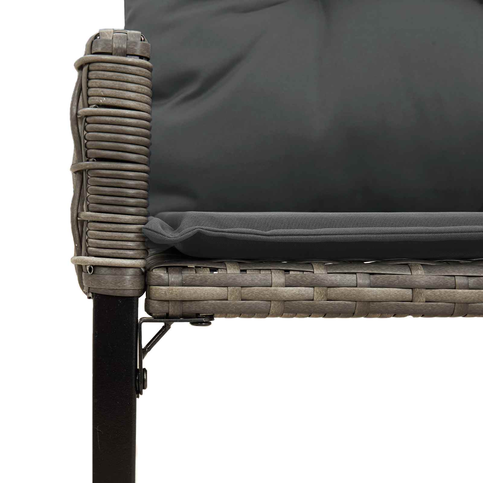 Bank Outdoor mit Kissen Schwarz und Cremeweiß 118 x 55 x 82 cm