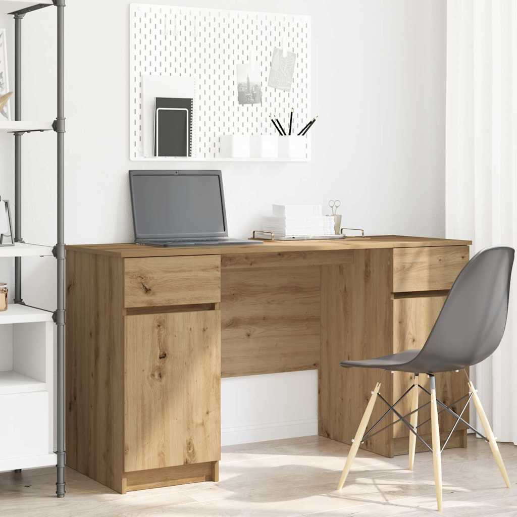 Schreibtisch mit Schubladen Weiß 140 x 49 x 76 cm Holzwerkstoff