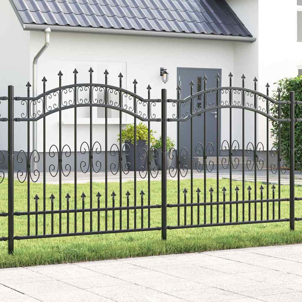 Gartenzaun KAMPEN mit Speerspitze Schwarz 240 x 75 cm Stahl