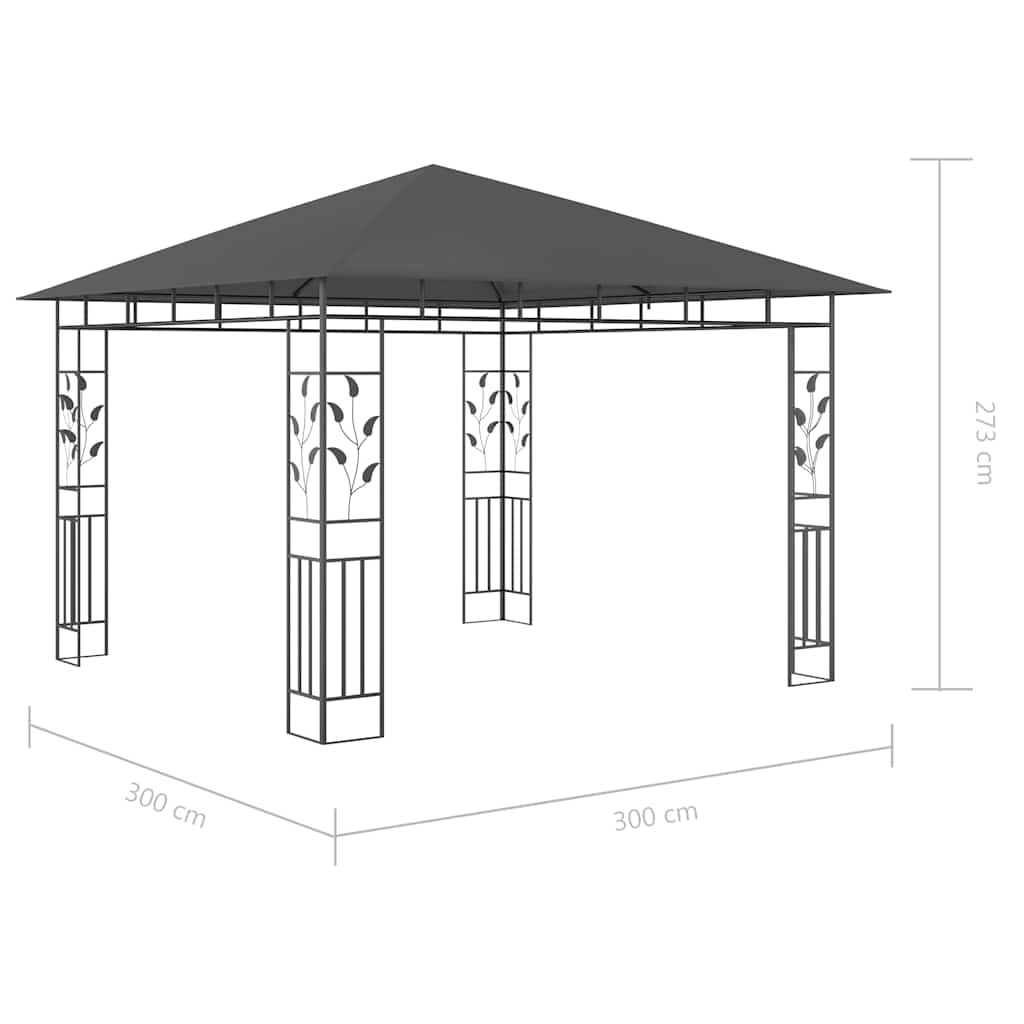 Pavillon mit Moskitonetz & LED-Lichterkette 3x3x2,73m Cremeweiß