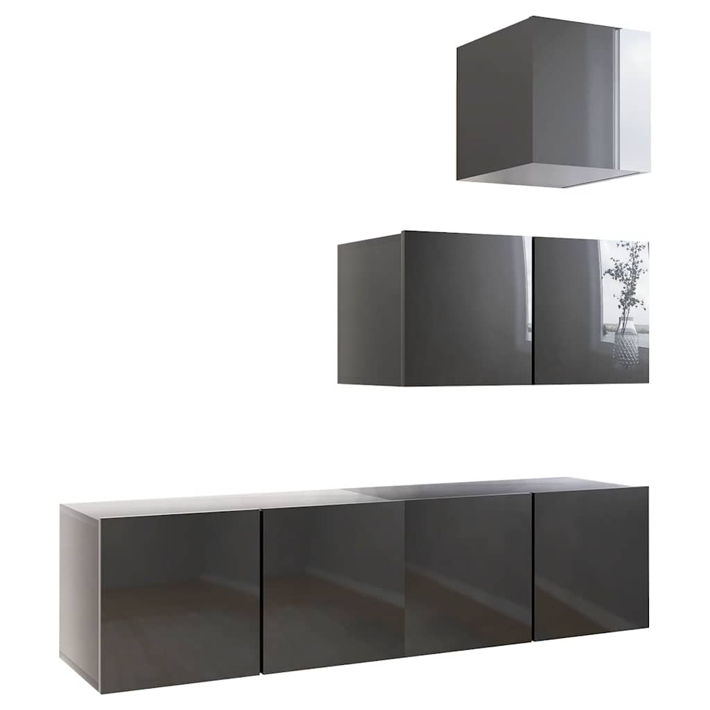 4-tlg. TV-Schrank-Set Weiß Holzwerkstoff