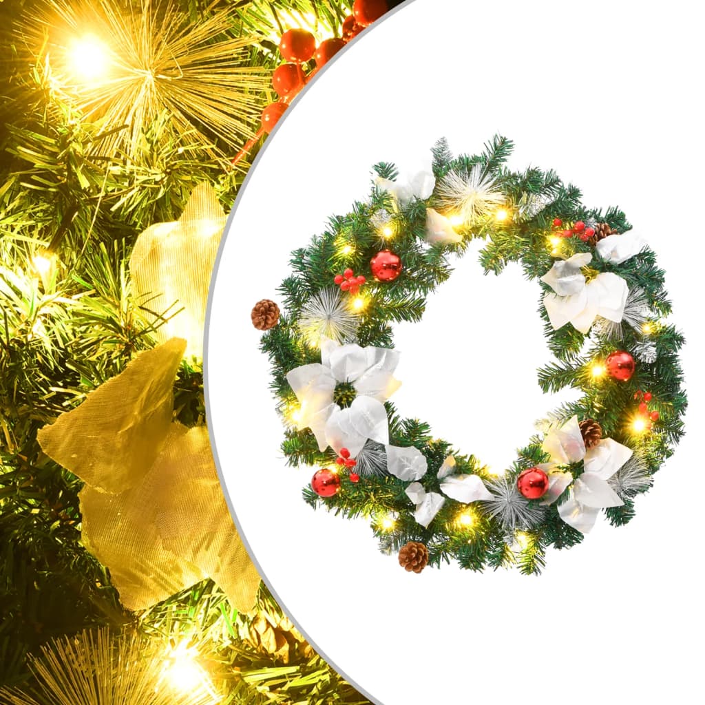 Weihnachtskranz mit LED-Lichtern Grün 60 cm PVC