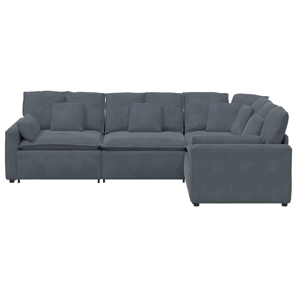 Modulares Sofa mit Kissen Samt Blau
