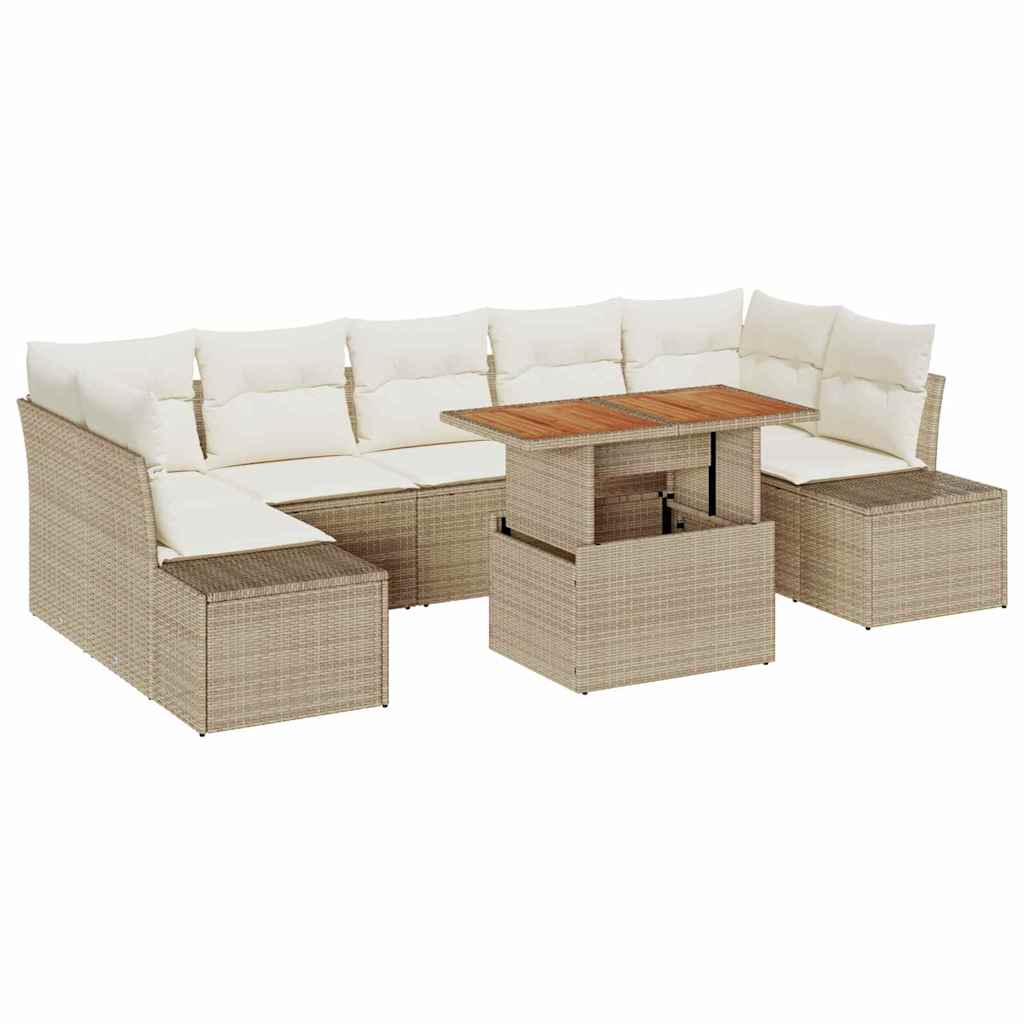 Garten Essgruppe mit Kissen 8 pcs Schwarz und Creme