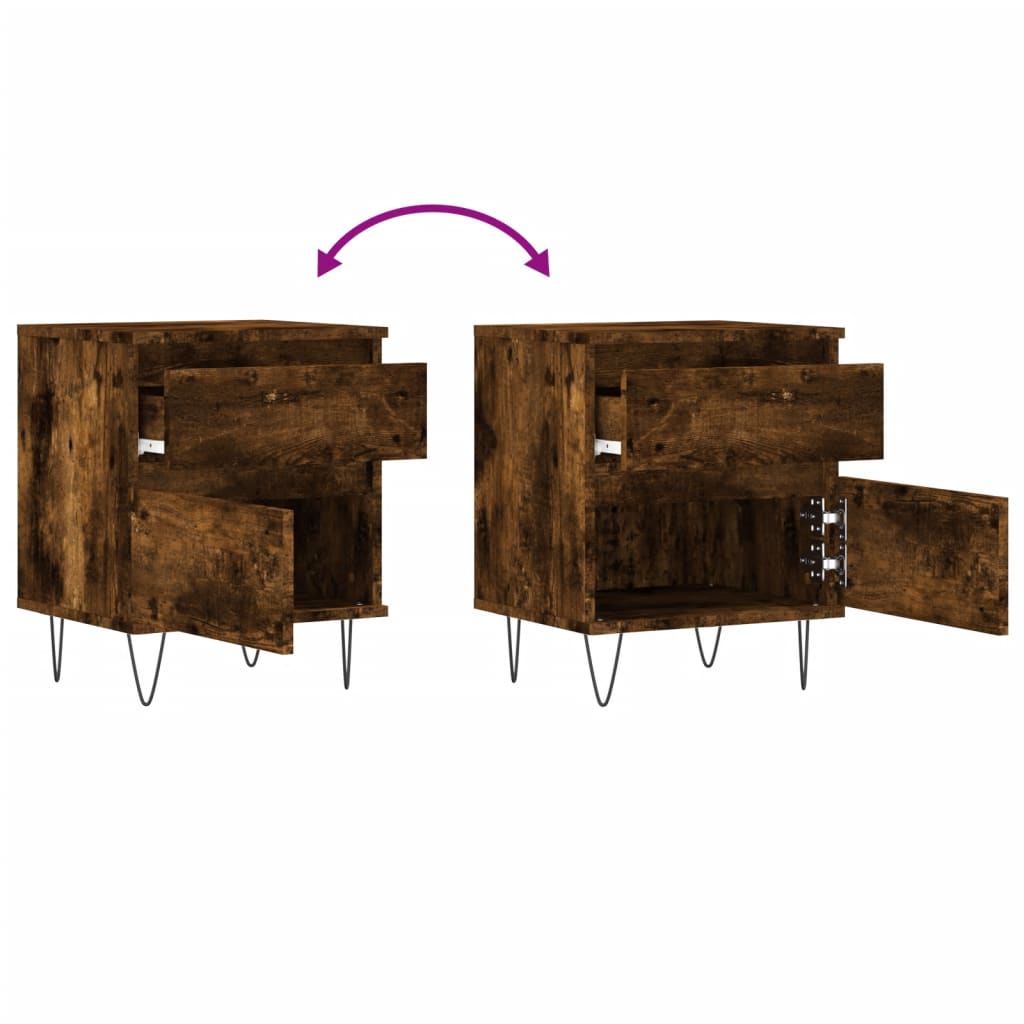 Bettschrank Schwarz Eichen-Optik 40 x 35 x 50 cm Holzwerkstoff
