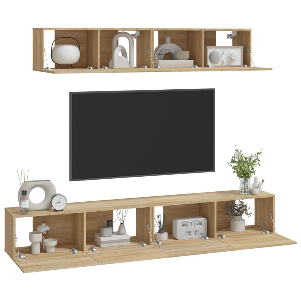 4-tlg. TV-Schrank-Set Weiß Holzwerkstoff