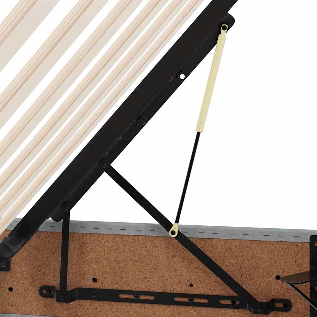 Aufbewahrungsbett mit Kopfteil Hellgrau 90 x 190 cm Stoff