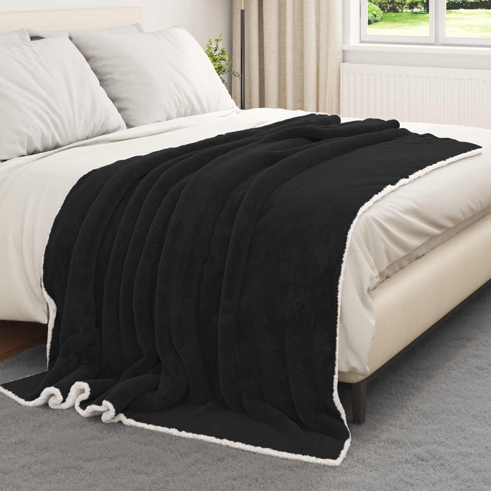 Überwurfdecke Beige 130 x 150 cm Fleece