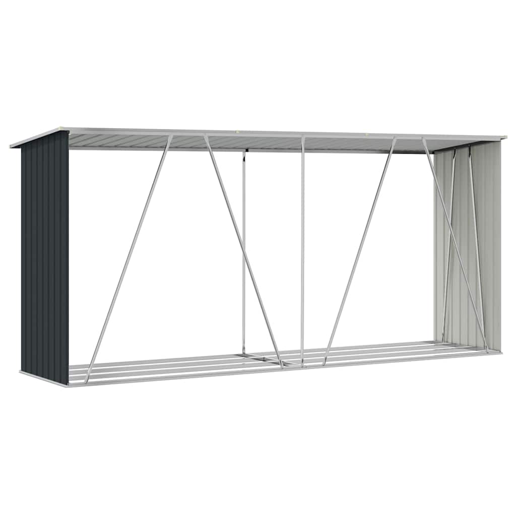 Brennholzlager aus verzinktem Stahl 330x84x152 cm Grau