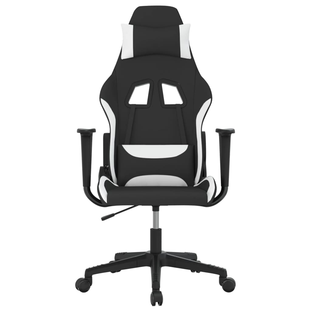 Gaming-Stuhl mit Massagefunktion Schwarz und Creme Stoff