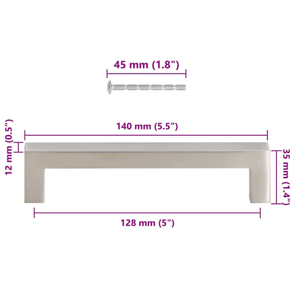 Möbelgriffe 10 Stk. Silbern 64 mm Edelstahl