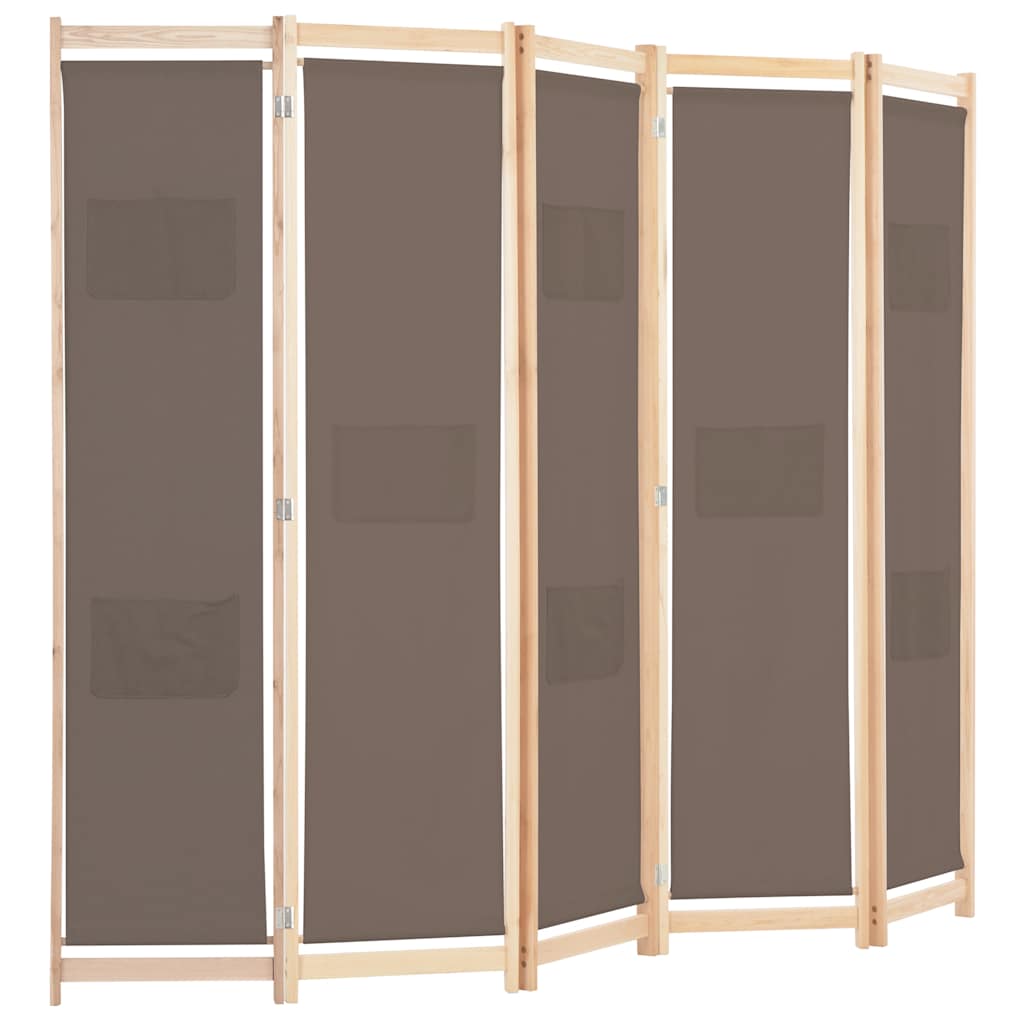 5-teiliger Raumteiler Creme 200 x 170 x 4 cm Stoff