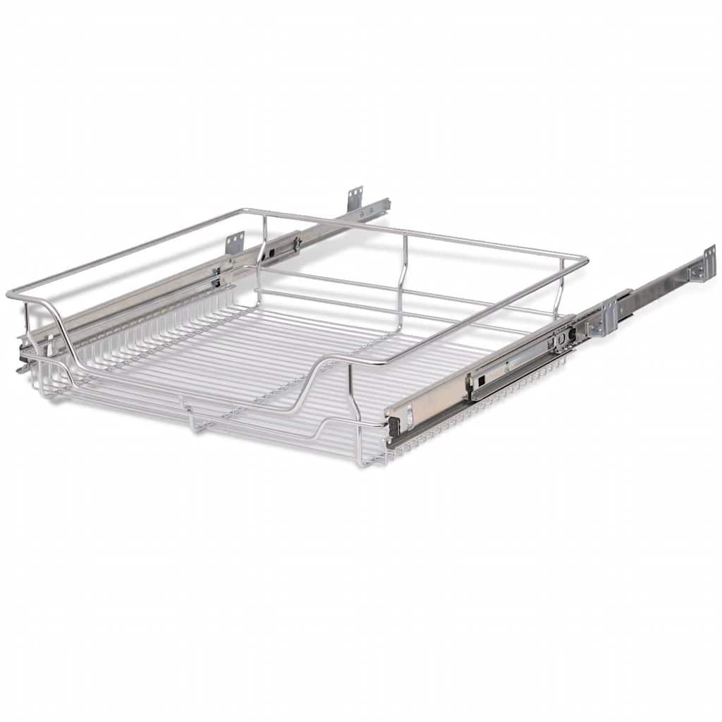 Küchen-Drahtkörbe 2 Stk. Ausziehbar Silbern 45 cm