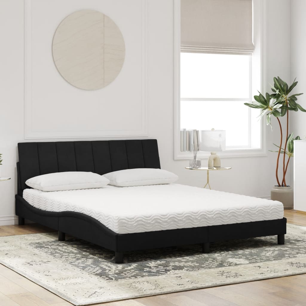 Bett mit Matratze "Hanko" Hellgrau 80x200 cm Samt