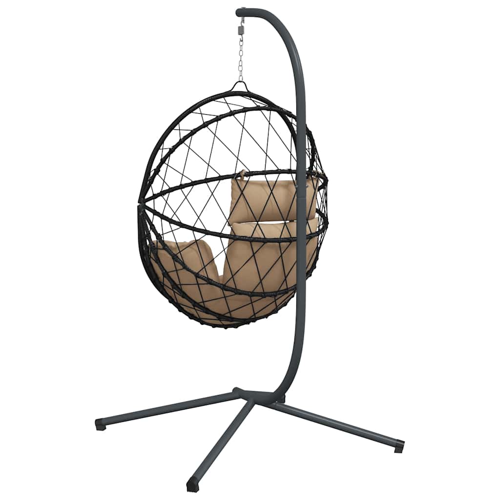 Hängesessel Ei-Design mit Ständer Anthrazit Rattan und Stahl