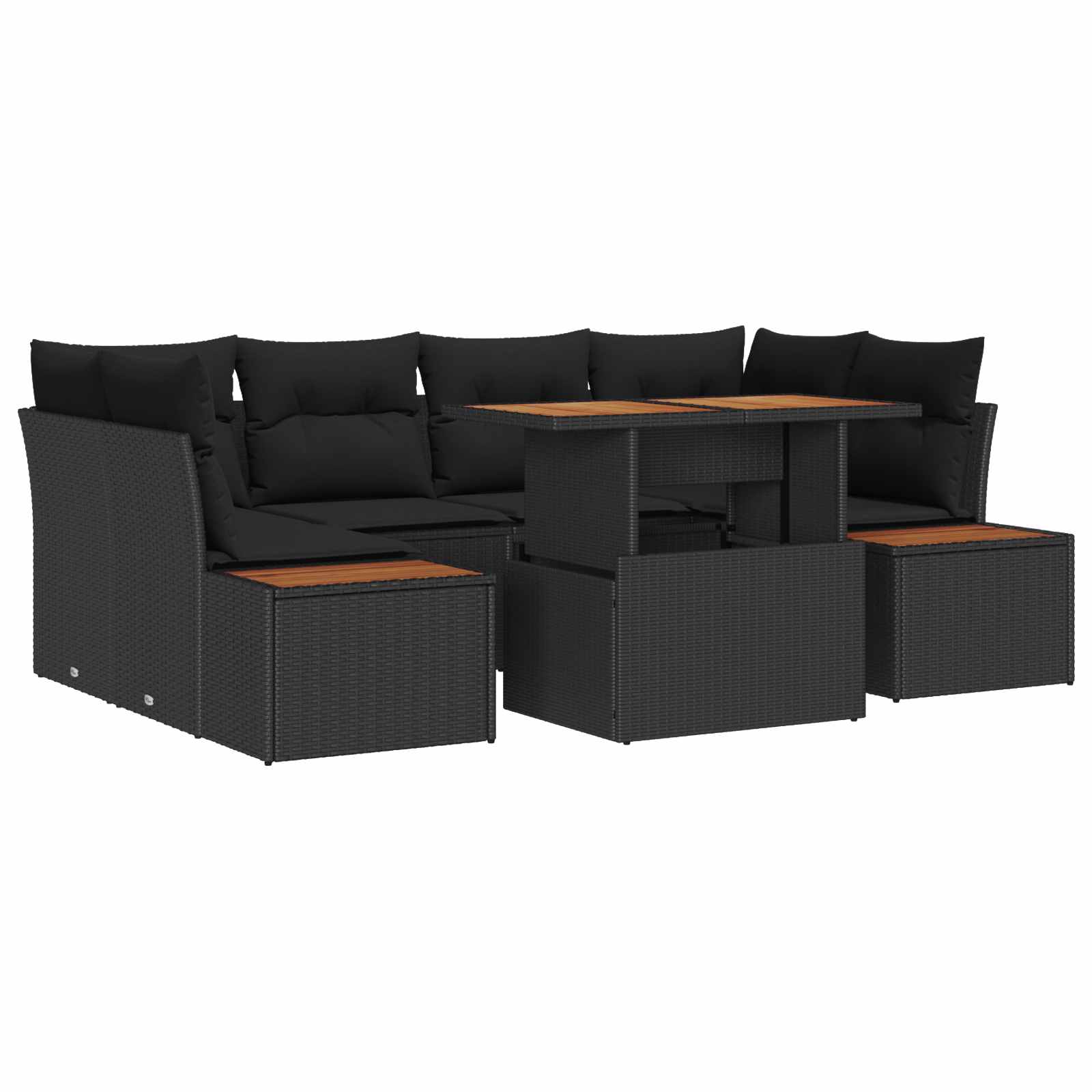 Garten Essgruppe mit Kissen 9 pcs Schwarz und Beige