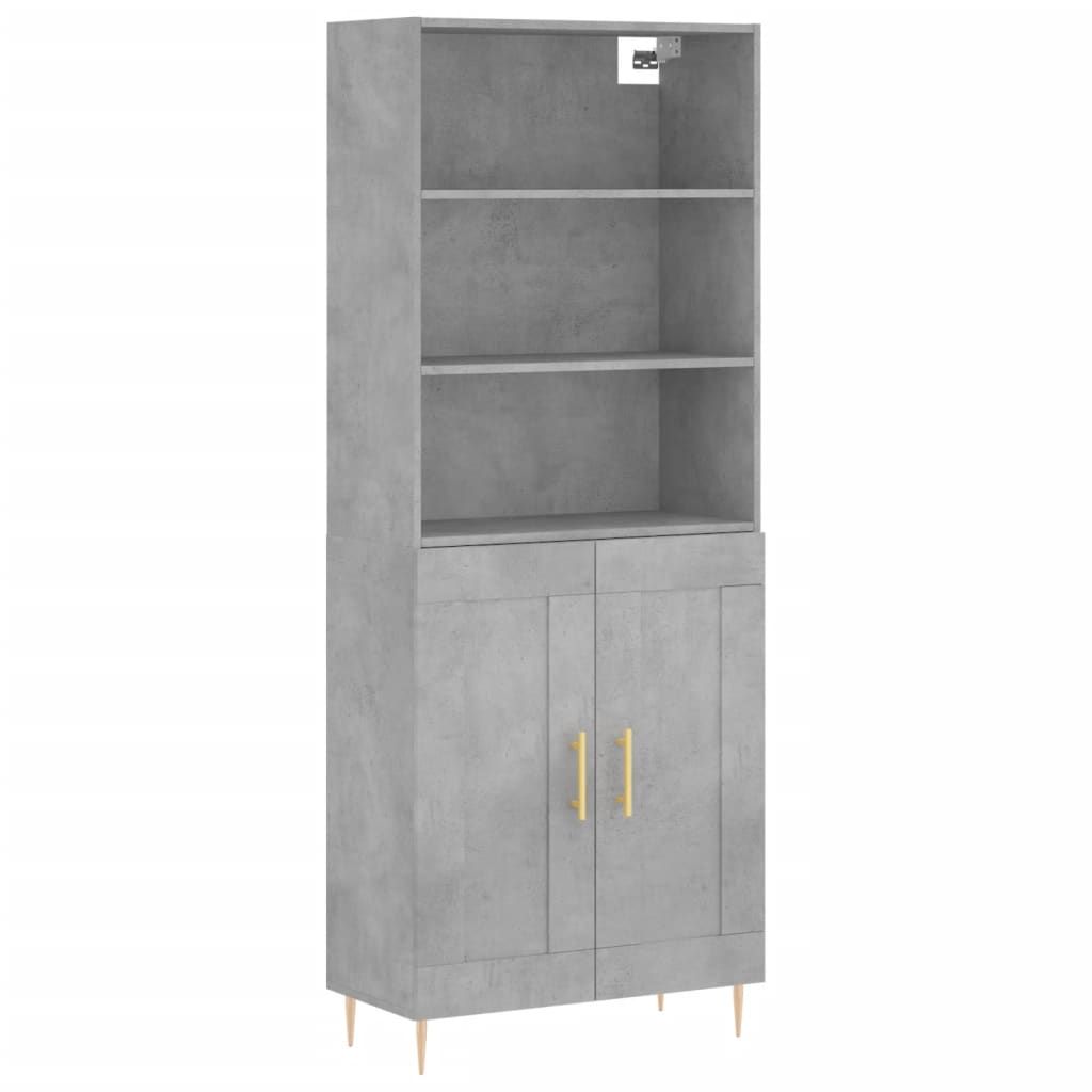 Highboard Hochglanz-Weiß 69,5x34x180 cm Holzwerkstoff