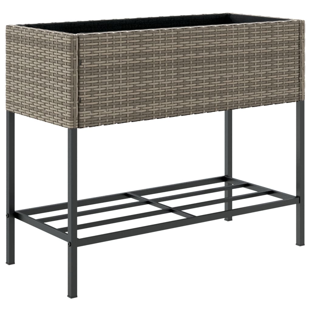 Hochbeete mit Ablage 2 Stk. Schwarz 70x28x70 cm Poly Rattan