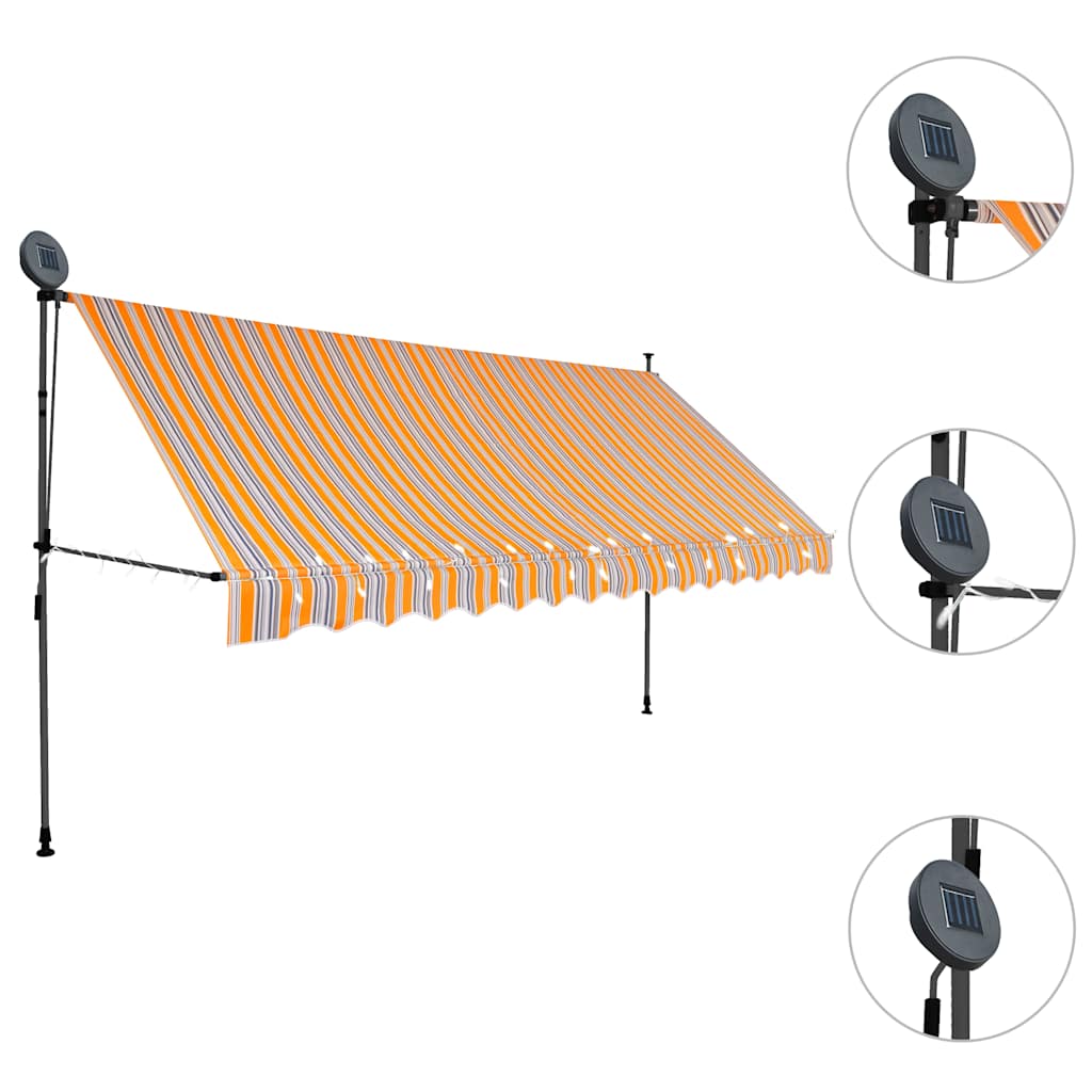 Einziehbare Markise Handbetrieben mit LED 100 cm Blau und Weiß