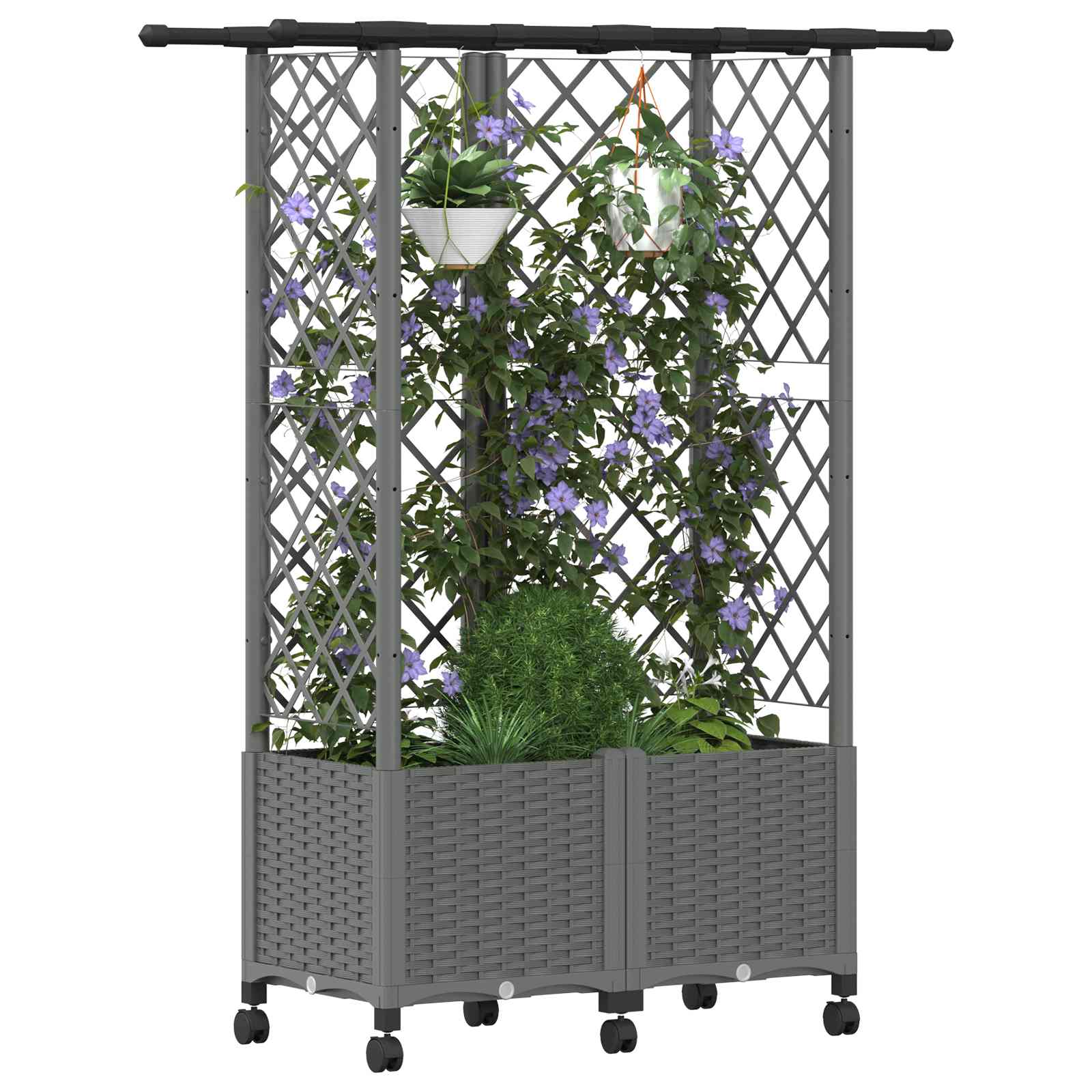 Hochbeet mit Rankgitter und Dach Braun 124 x 40 x 123 cm PP
