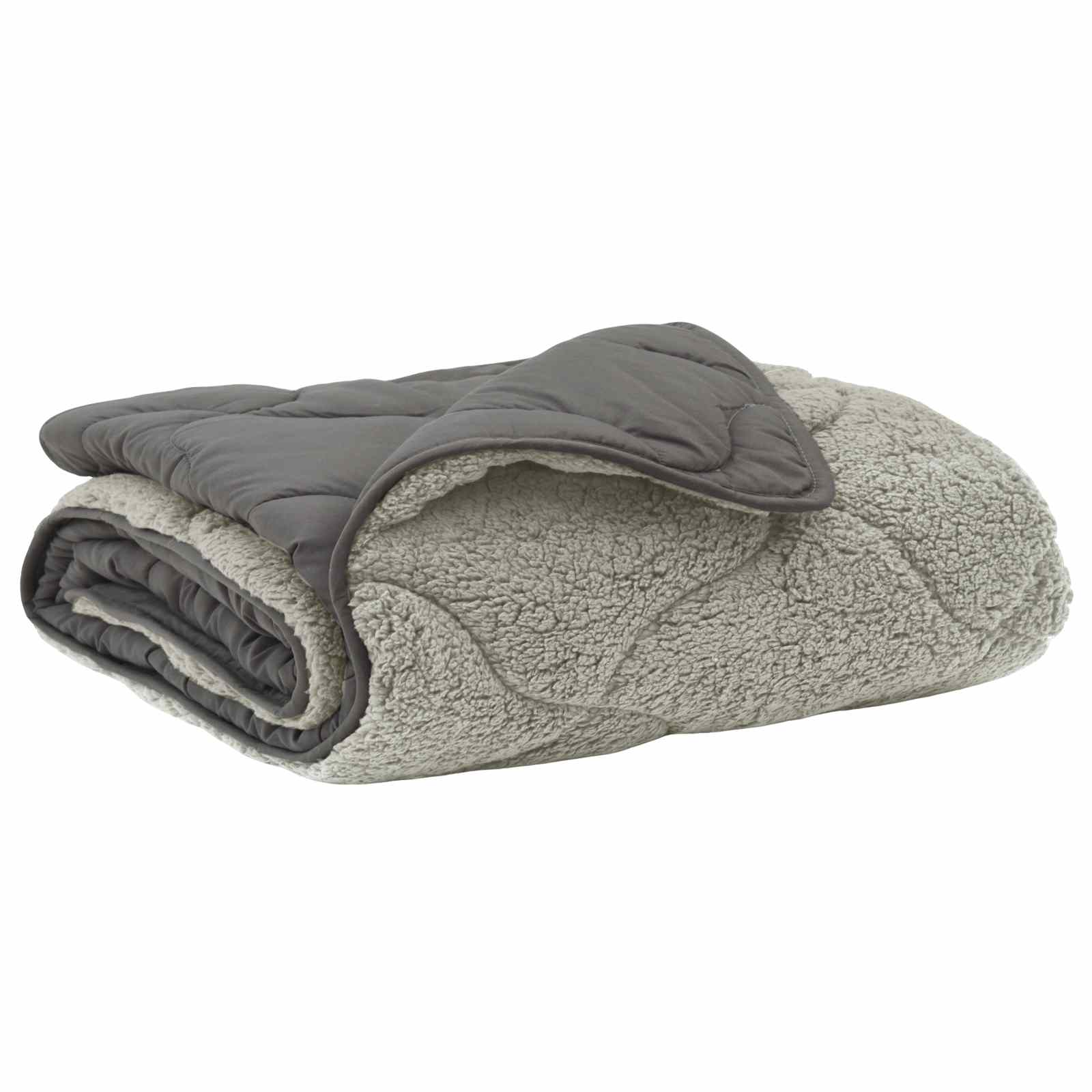 Sommerdecke Anthrazit 135 x 200 cm Mikrofaser und Teddy-Fleece