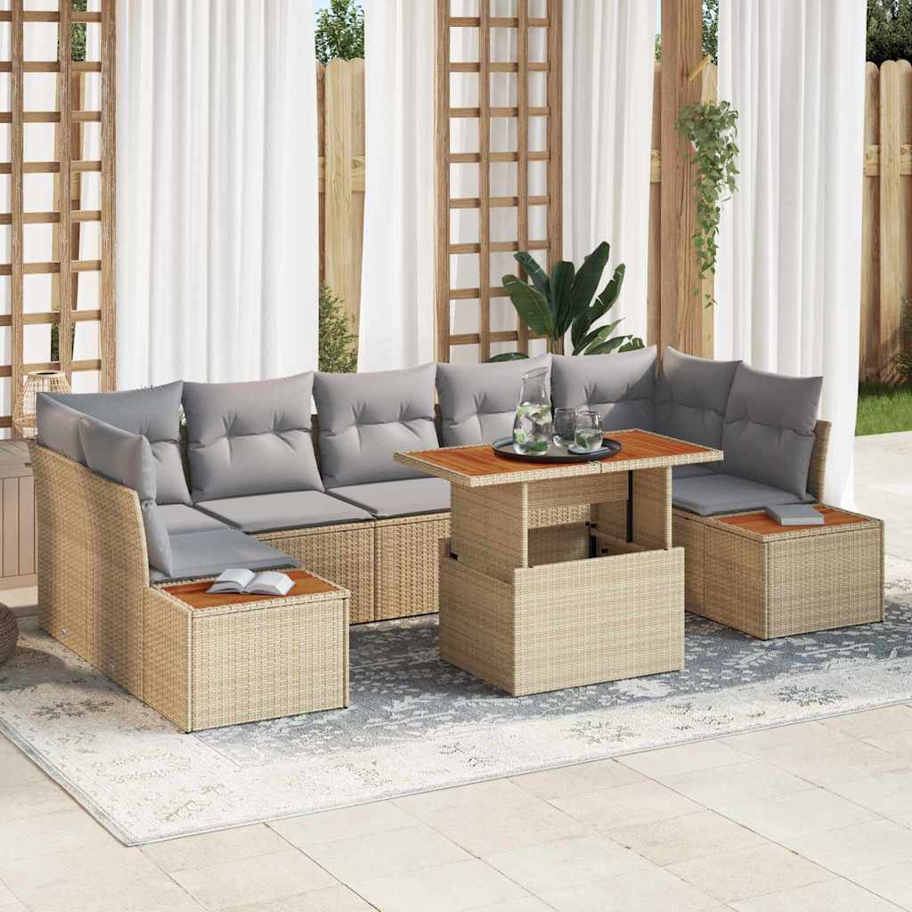 Garten Essgruppe mit Kissen 8 pcs Schwarz und Beige