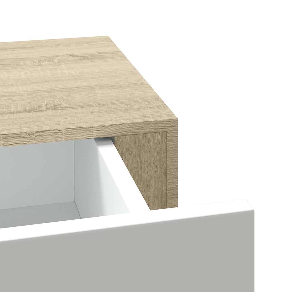 Wandregal mit Schublade Weiß 40x23,5x10 cm MDF