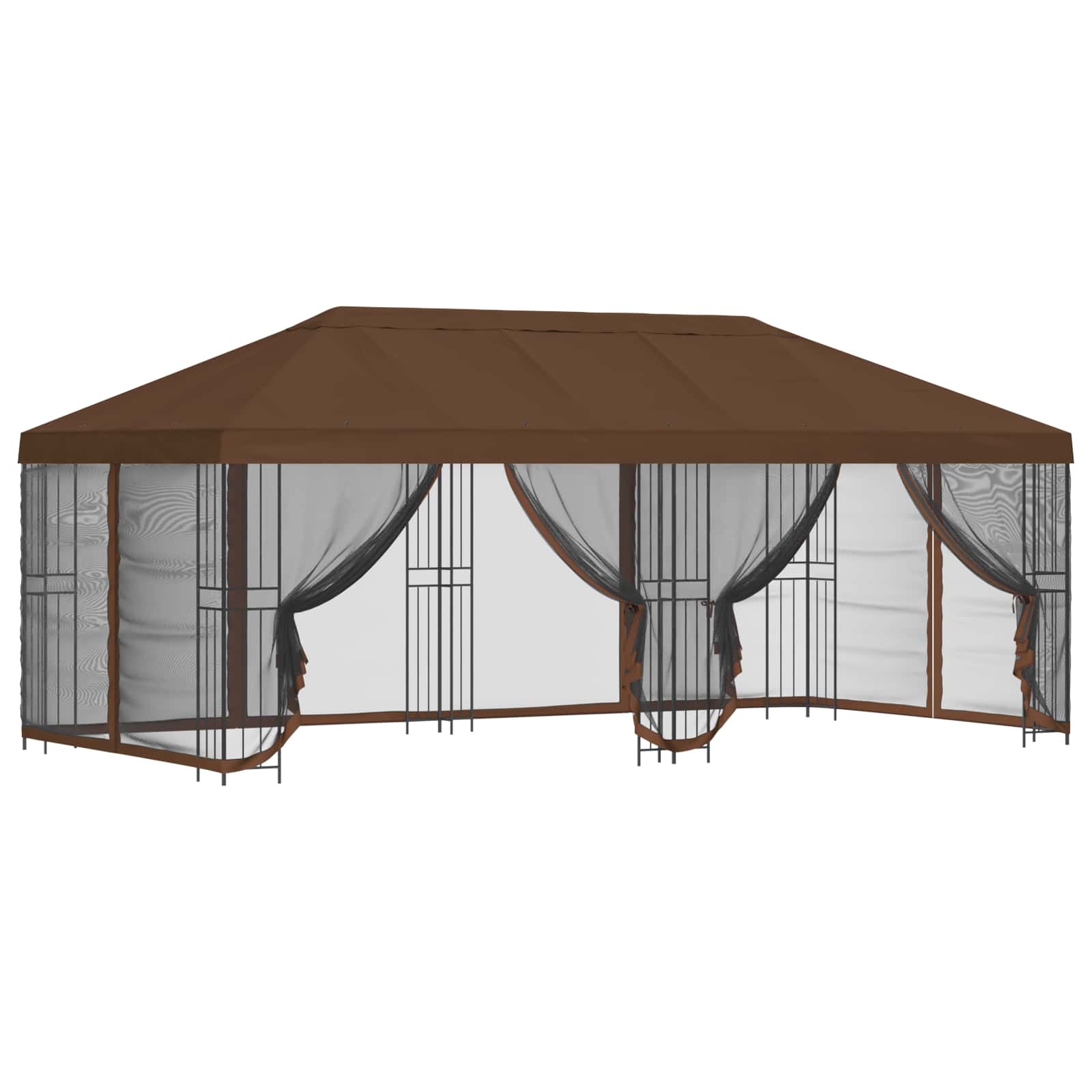 Pavillon mit Seitenwänden 6 x 3 m Beige Polyester und Stahl 190