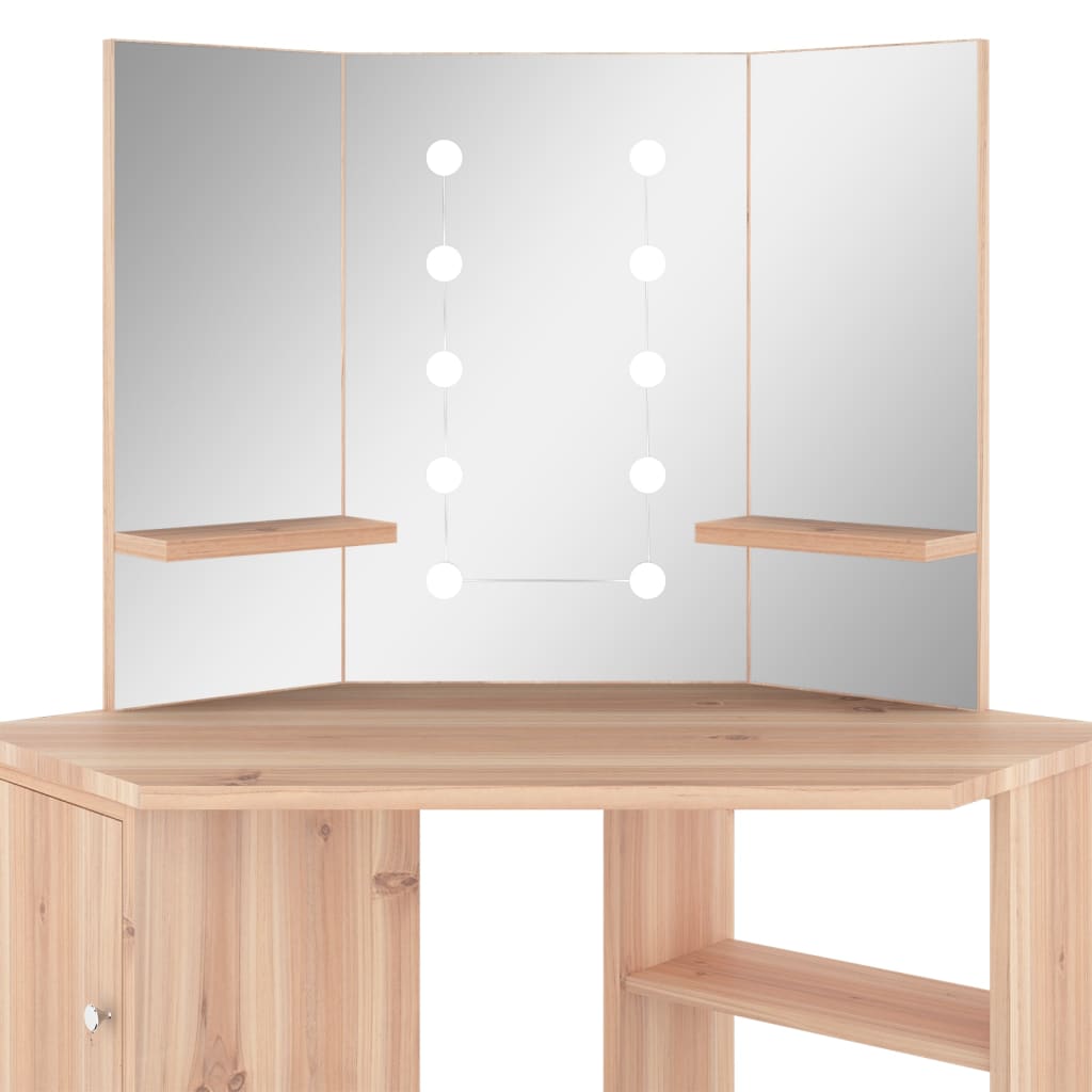Eck-Schminktisch mit LED Grau 111x54x141,5 cm
