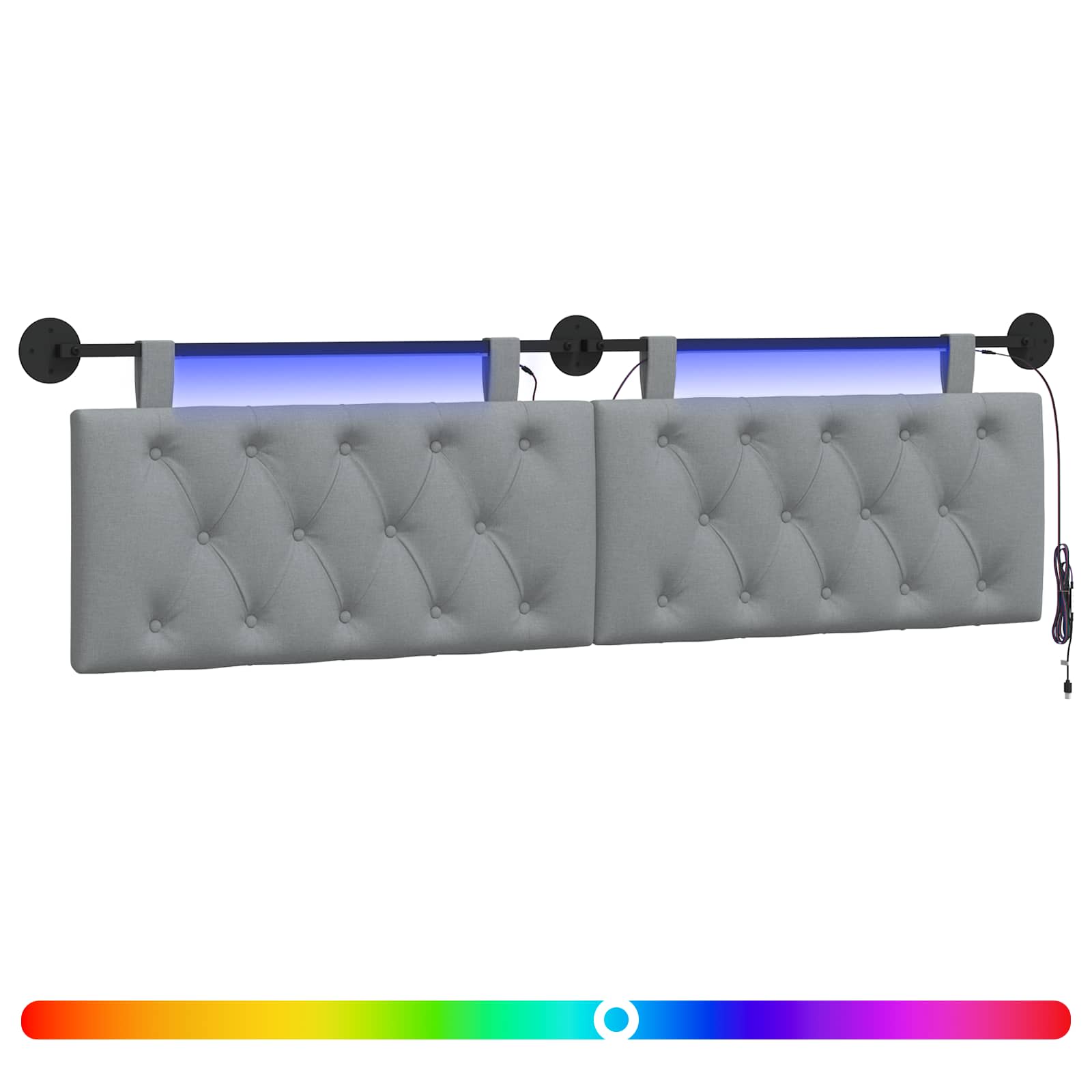 Hängendes Kopfteil Mit LED Licht Wolkengrau Stoff