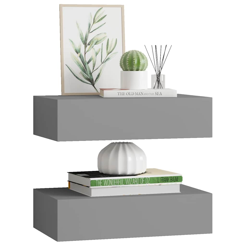 Wandregal mit Schublade Weiß 40x23,5x10 cm MDF