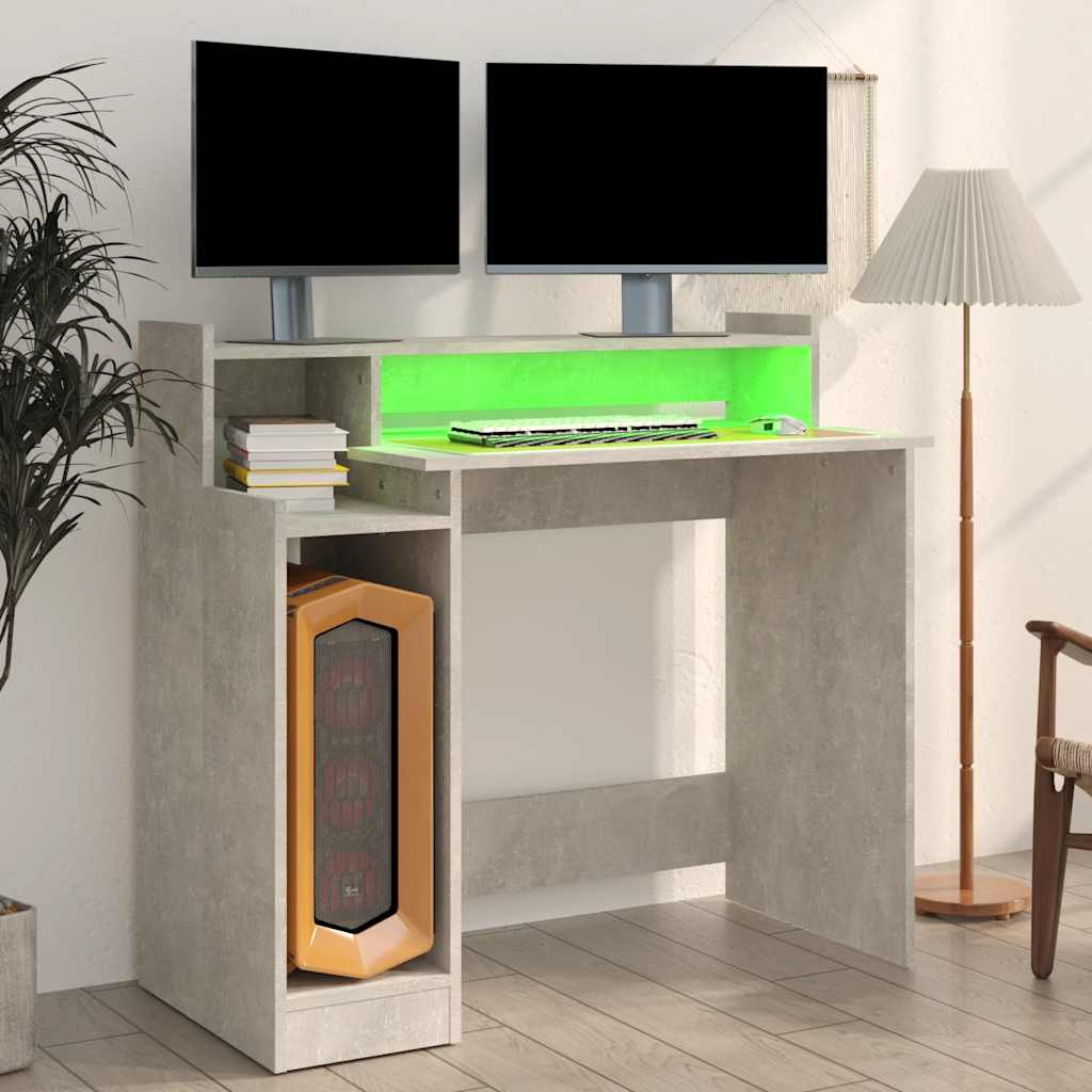 Schreibtisch mit LEDs Weiß 97x45x90 cm Holzwerkstoff