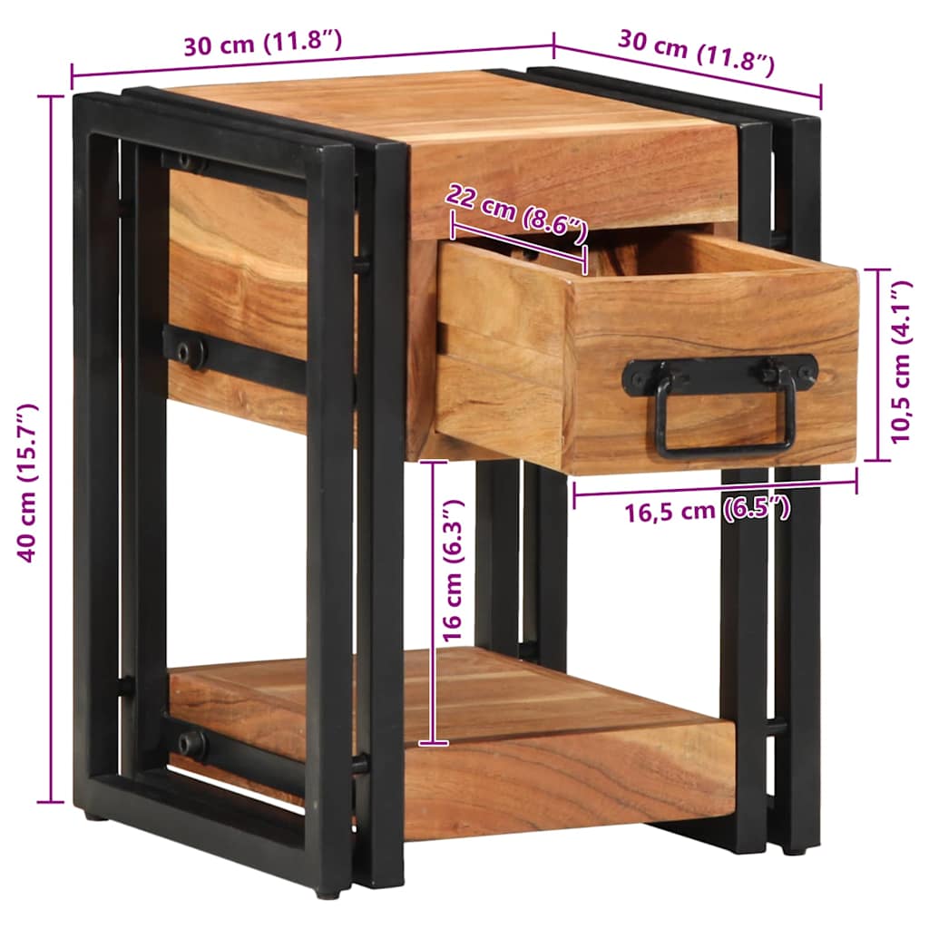 Nachttisch 40 x 35 x 50 cm Massives upgecyceltes Holz