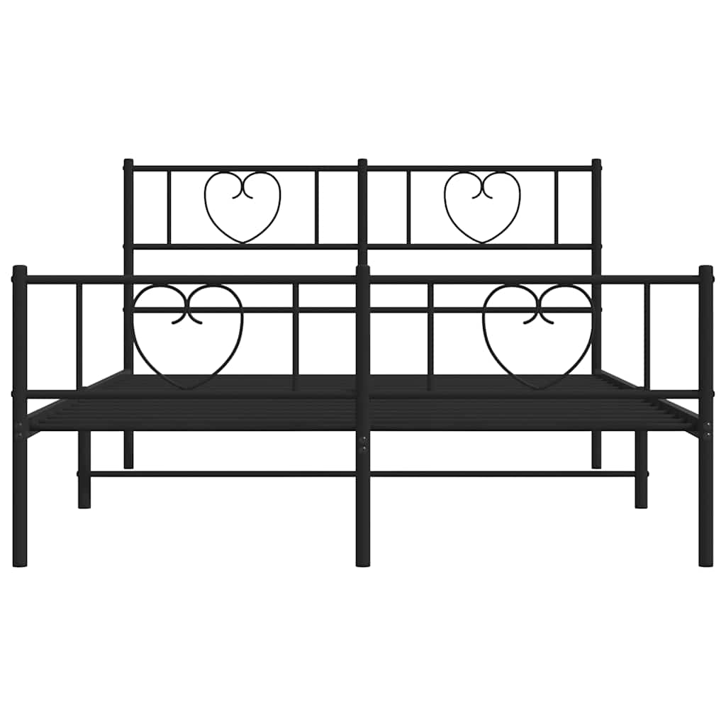 Bettgestell mit Kopfteil Metall Schwarz 100x190 cm