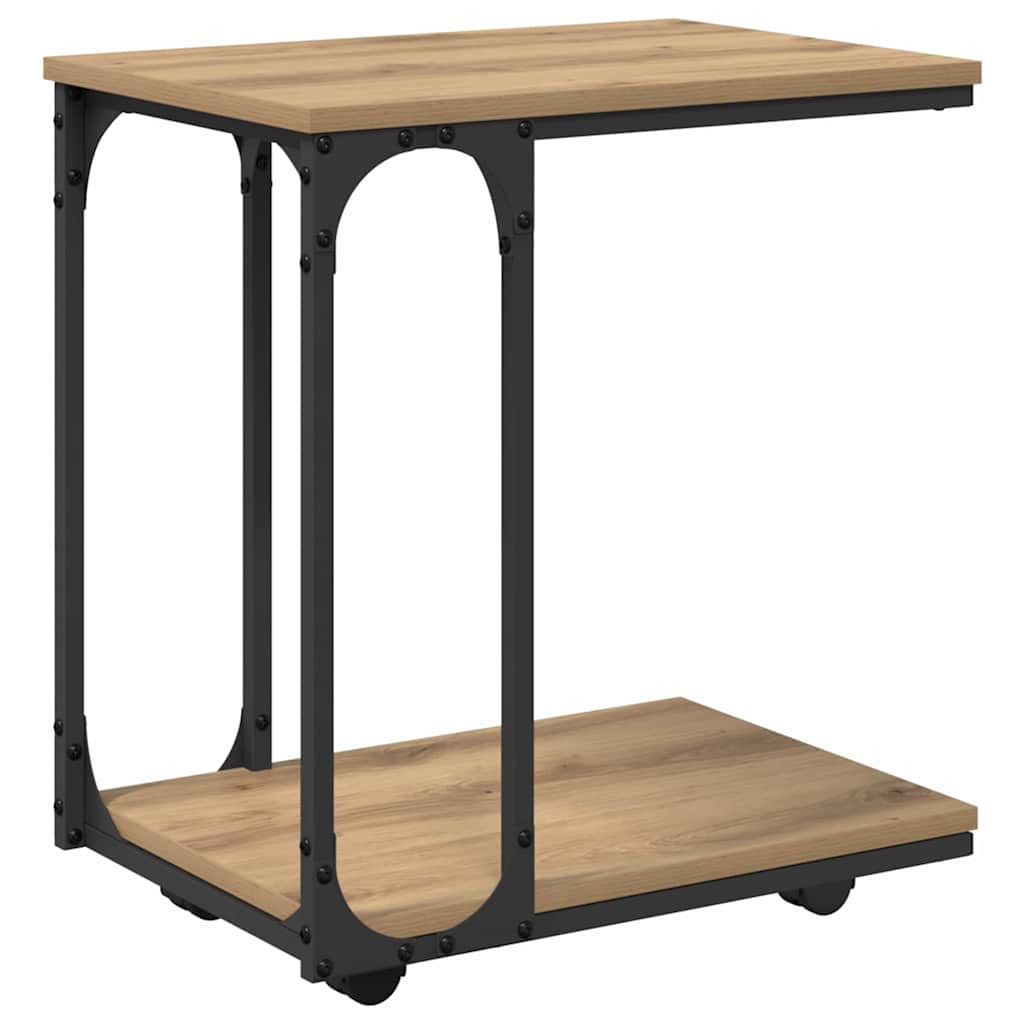 Beistelltisch mit Rollen Schwarz 50x35x55,5 cm Holzwerkstoff