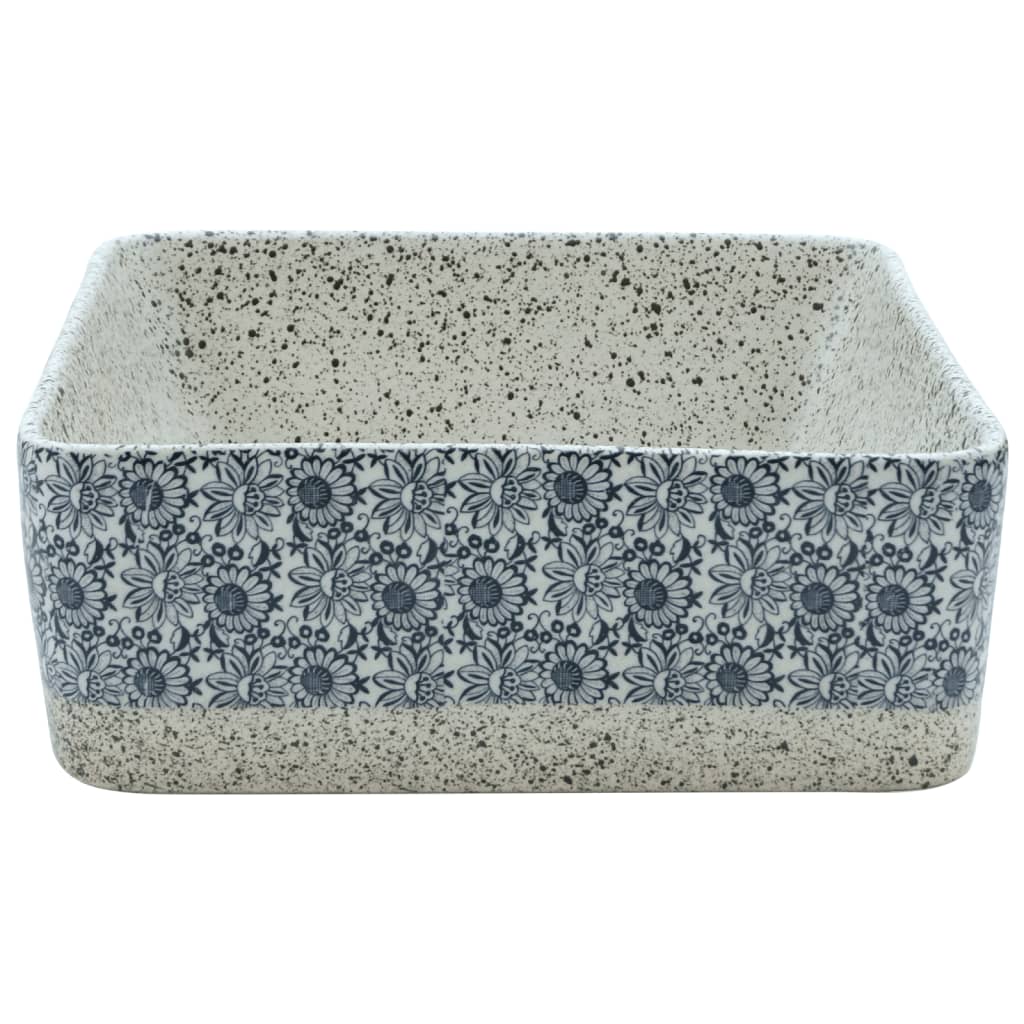 Aufsatzwaschbecken Schwarz Blau Rechteckig 46x35,5x13cm Keramik